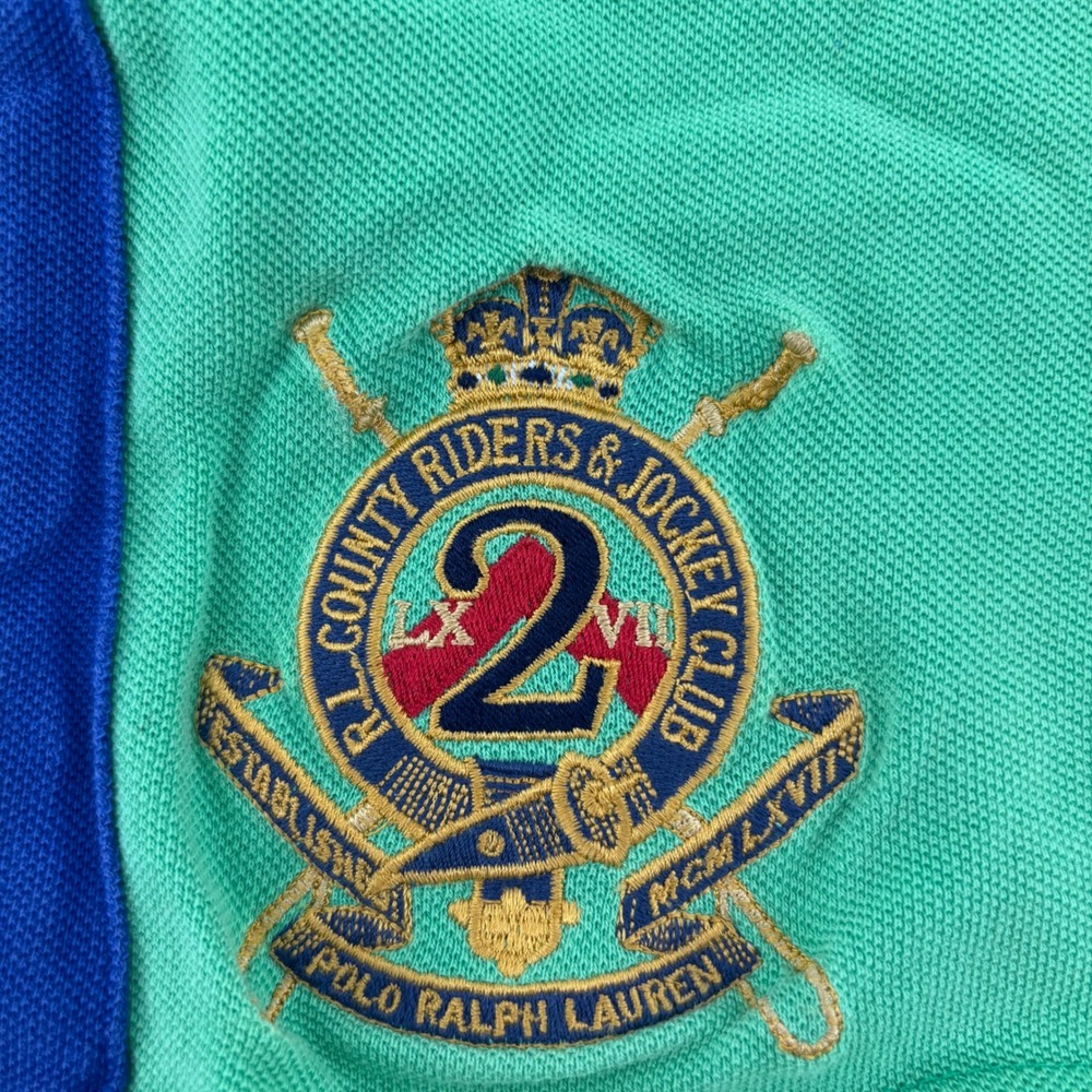 Vintage Polo Ralph Lauren Shorts Kids M 10-12 Green Blue Crest Pony Mesh Pique - Picture 4 of 7